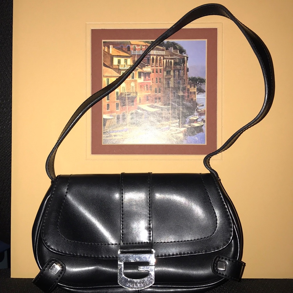 Black Leather Guess Mini Shoulder Bag